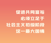共同富裕
促进共同富裕,必须立足于社会主义初级阶段这一最大国情。